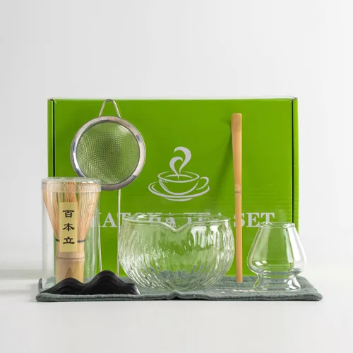Miniatura 2 de DWEHIXBUY Juego de té japonés (7 piezas) Juego de batidor Matcha Bowl Matcha con boquilla de vertido Batidor de Matcha de bambú (chasen) Cuchara
