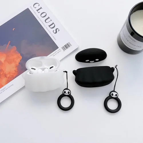 Miniatura 6 de Paquete de 2: funda fantasma 3D negra y blanca (brilla en la oscuridad) para Airpod Pro/Pro 2nd, funda linda de dibujos animados 3D para niños