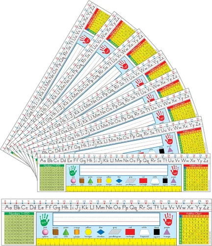 Carson Dellosa Education 36 unidades de placa de identificación manuscrita tradicional para escritorio, etiquetas de nombre con alfabeto, línea de