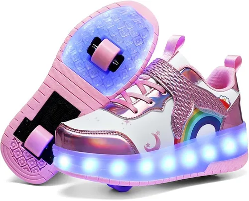 Zapatos con ruedas para niños y niñas, patines, zapatillas deportivas con luz LED recargable para principiantes, el mejor regalo