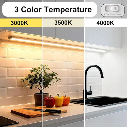 Miniatura 4 de Iluminación para debajo del gabinete de 24 pulgadas, luces LED enchufables y cableadas para debajo del gabinete con 3 temperaturas de color 3000