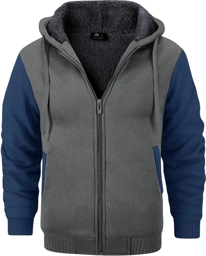 Miniatura 28 de GEEK LIGHTING Sudadera con capucha y cremallera para hombre, forro polar, chaqueta gruesa con capucha para invierno, cálida sudadera atlética