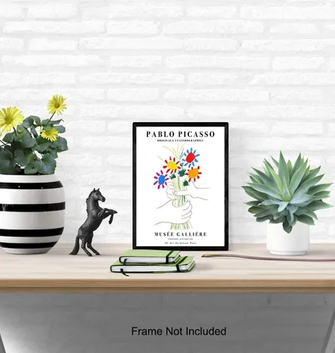 Miniatura 5 de Póster de Pablo Picasso - Arte de pared de Picasso de 8 x 10 pulgadas, impresiones de artistas famosos, arte de pared de galería, ramo de paz
