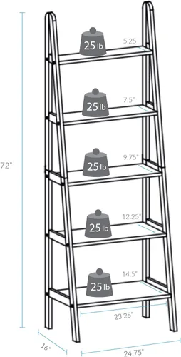 Miniatura 3 de Casual Home Librería con forma de escalera de 5 estantes de madera 100% sólida, estándar, color expreso Espresso