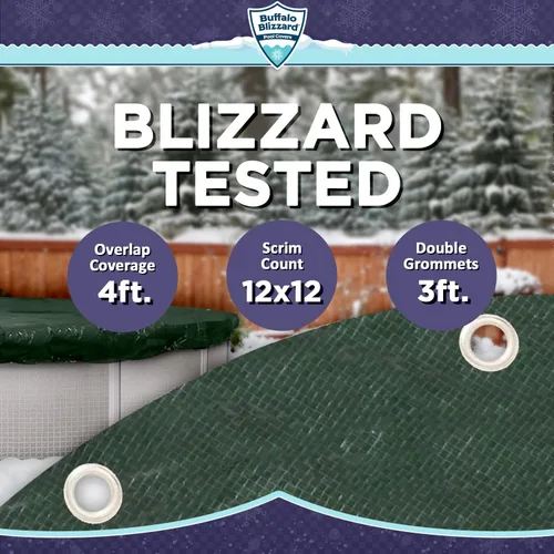 Miniatura 3 de Buffalo Blizzard Ripstopper - Cubierta redonda de invierno para piscina de 12 pies, cubierta verde resistente para cerrar piscinas sobre el suelo