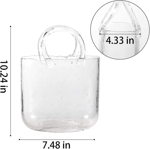 Miniatura 2 de Purse Vase for Flowers, Unique Flower Vase Purse Vase Flower Handbag Unique Flower Vase, Decor Glass Vase for Photo/Birthday/Home Décor,Style1-Blue