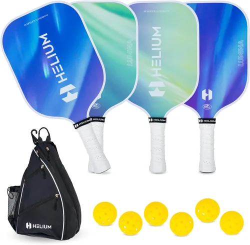 Helium Paletas de pickleball de fibra de carbono profesionales - Certificado USAPA - Textura de alto giro, núcleo de panal ligero Lumina