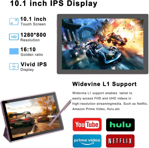 Miniatura 4 de HOTTABLET 10" Tableta Android 15 de 12 (4+8Expand) GB RAM+64GB ROM, cámara dual de 2+8 MP, batería de 6000 mAh (tableta+estuche+lápiz capacitivo)