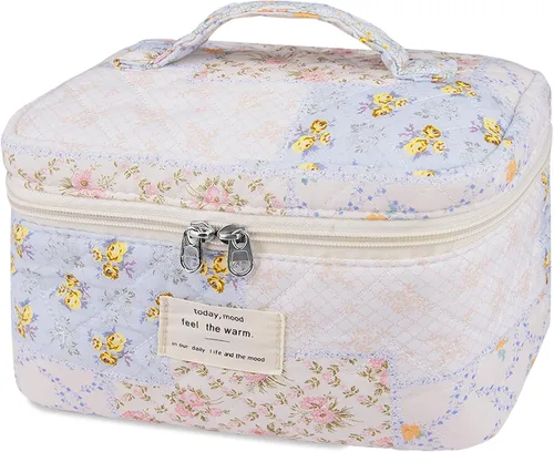 Miniatura 39 de Gosect Bolsa de maquillaje grande, bonita bolsa de cosméticos para mujeres y niñas, bolsa de aseo estética de coqueta floral, bolsa organizadora