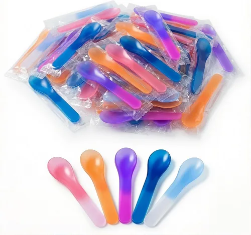 Miniatura 9 de Juego de 50 cucharas transformadoras de color, cubiertos desechables y reutilizables de 5.15 pulgadas, cucharas visuales reactivas al frío