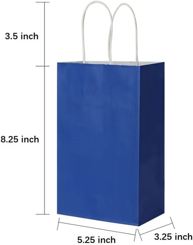 Miniatura 4 de Oikss Cada paquete de 50 bolsas pequeñas de papel kraft azul y morado con asas a granel
