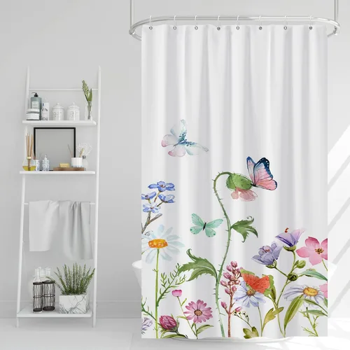 Miniatura 37 de AWERT Cortina de ducha pequeña de tamaño medio con 6 ganchos, cortina de ducha de 36 x 72 pulgadas, cortina de ducha bohemia de 36 pulgadas para Boho