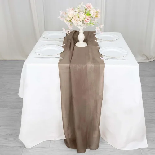 Miniatura 25 de Tableclothsfactory Camino de mesa de gasa de amatista de 22 x 80 pulgadas para bodas, fiestas, banquetes, decoración, ajuste rectangular y mesa
