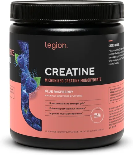 Suplemento de Monohidrato de Creatina Micronizada LEGION - Polvo de Creatina Limpio para Ganancia Muscular y Recuperación Post Entrenamiento -