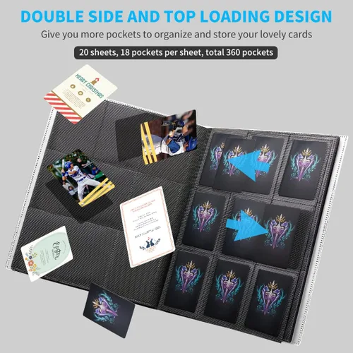 Miniatura 4 de Carpeta de Tarjetas, Carpeta de Colección de Cartas Comerciales Mejorada de 9 Bolsillos para Tarjetas, Álbum Portador de Libro de 360 Tarjetas