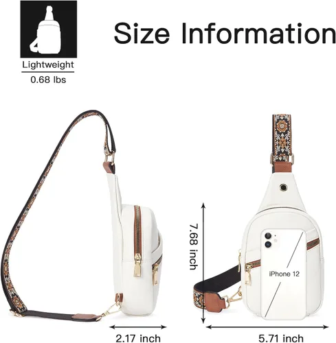 Miniatura 26 de Telena Bolso bandolera para mujer, bolso cruzado para mujer, cangurera de cuero vegano con correa ajustable