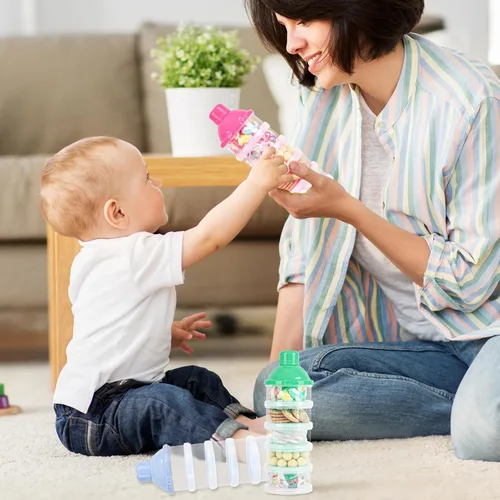 Miniatura 6 de Dispensador de leche en polvo para bebés, 2 unidades, de 5 capas, ollas de leche en polvo, dispensador de fórmula, dispensador portátil de fórmula