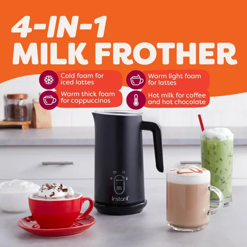 Miniatura 7 de Espumador de leche Instant Pot, vaporizador eléctrico 4 en 1, fabricante de espuma caliente y fría automática de 10 oz/295 ml y calentador de leche