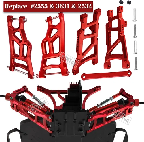 Miniatura 3 de Pieza de actualizaciones para barra de 1/10 2WD, brazo de suspensión delantero trasero de aleación, bloque de ruedas, bloques de dirección, Rojo