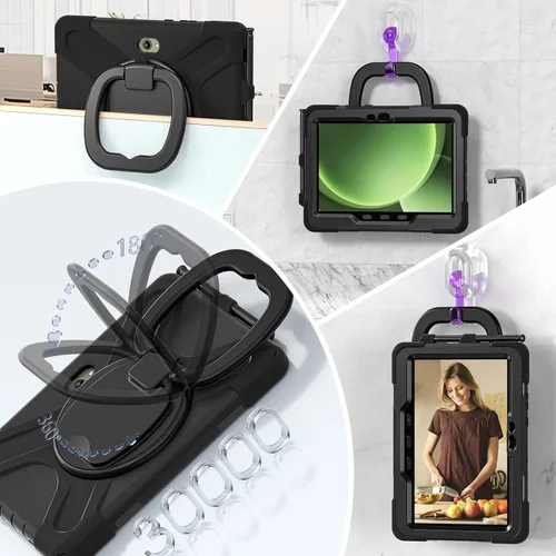 Miniatura 9 de 360 Rotation Case for Galaxy Tab ActivePro/Tab Active4 Pro/Active 5 Pro 10.1" Sturdy Cover Rotate Ring Stand Shoulder Carrying Strap Hand Strap