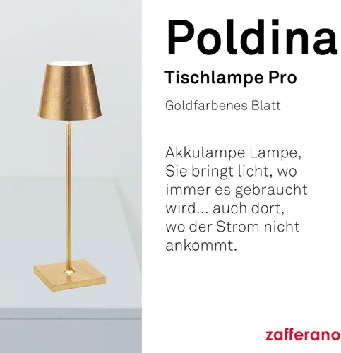 Miniatura 2 de Zafferano Poldina Pro Lámpara de mesa LED (color: hoja de oro) Touch On/Off, táctil regulable, aluminio, protección IP54, solo