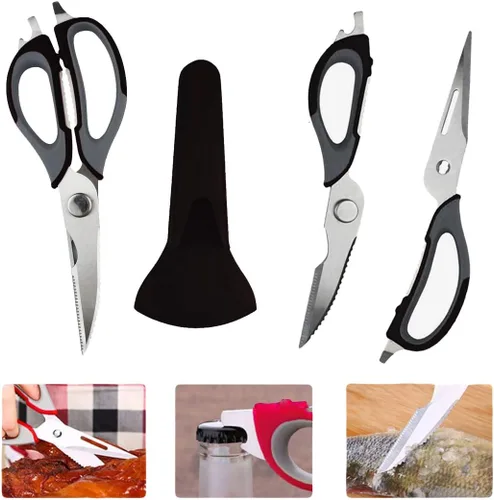 Miniatura 4 de Tijeras de cocina, tijeras profesionales resistentes de acero inoxidable multiusos con tapa, tijeras de cocina afiladas resistentes para verduras