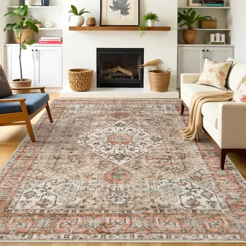Miniatura 72 de Alfombra lavable de 2 x 3 pies para entrada: alfombras vintage con respaldo antideslizante para cocina, baño, alfombra resistente al agua