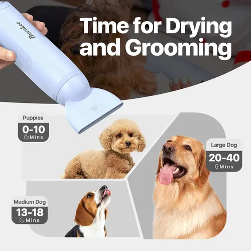 Miniatura 8 de Secador de pelo para perros para aseo de mascotas de mano ligero secador de pelo para perros y gatos 3 velocidades 4 temperaturas, soplador portátil