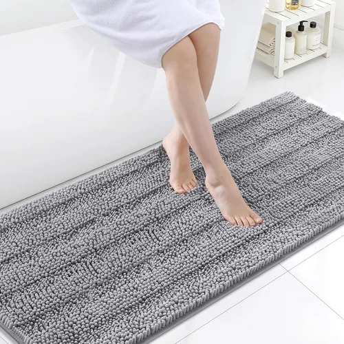 Miniatura 113 de Grandaily Alfombras de baño de felpilla a rayas de 24 x 16 pulgadas, extra gruesas y suaves, absorbentes, parte trasera de goma, alfombra de ducha