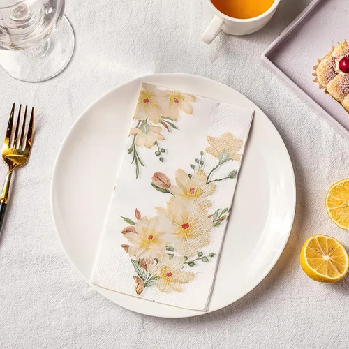 Miniatura 5 de Hotop 120 toallas de mano desechables florales para baño, 2 capas, bohemias, servilletas de papel de primavera para invitados de baño, servilletas