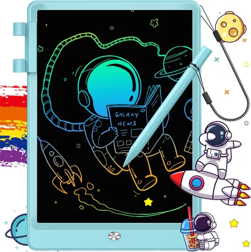 Miniatura 11 de FLUESTON Tableta de escritura LCD para niños, tablero de garabatos de 10 pulgadas, almohadilla de dibujo colorida para niños pequeños, juguetes Rosa