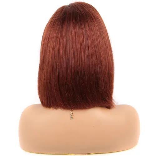 Miniatura 4 de Peluca de encaje frontal de 13x4 de cabello humano brasileño virgen rojizo 12 pulgadas con cabello de bebé, 180% de densidad, sin pegamento, peluca