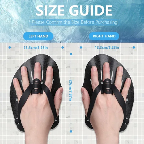 Miniatura 2 de Hianjoo Aletas de Mano para Natación para Adultos y Jóvenes (1 Par), Aletas de Natación de Fuerza de Entrenamiento para Piscina, Accesorios
