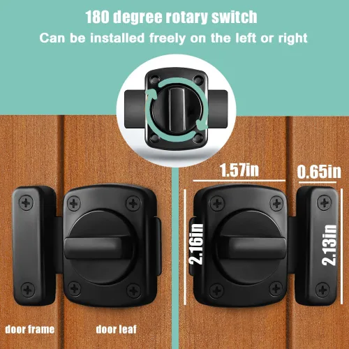 Miniatura 5 de Cerraduras de bloqueo de baño cerradura,Cerraduras de seguridad para puertas antipalanca desde el interior,Interruptor de 180 grados Cerradura