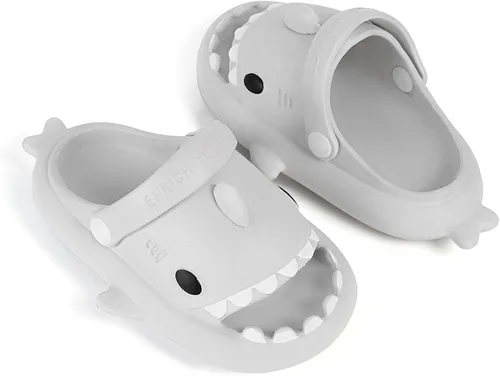 Miniatura 5 de Sandalias de tiburón para niños y niñas, pantuflas de ducha con forma de nube, bonitas sandalias de punta abierta con dibujos animados, suela