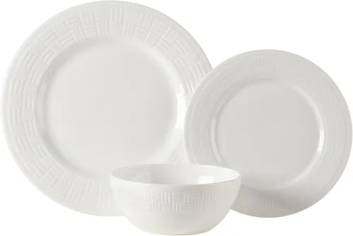Miniatura 2 de Mikasa Ashlyn Juego de Vajilla de Porcelana Ósea Vegana Resistente a Astillas de 12 Piezas, Servicio para 4