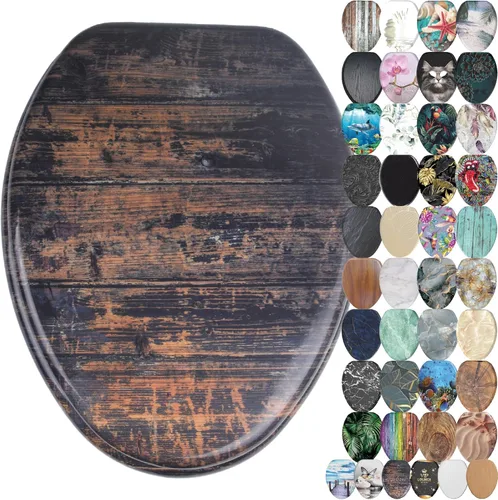 Miniatura 15 de SANILO Asiento de inodoro de madera con cierre suave [alargado] – Asiento de madera moldeada decorativo, silencioso y de cierre lento – Con fuertes