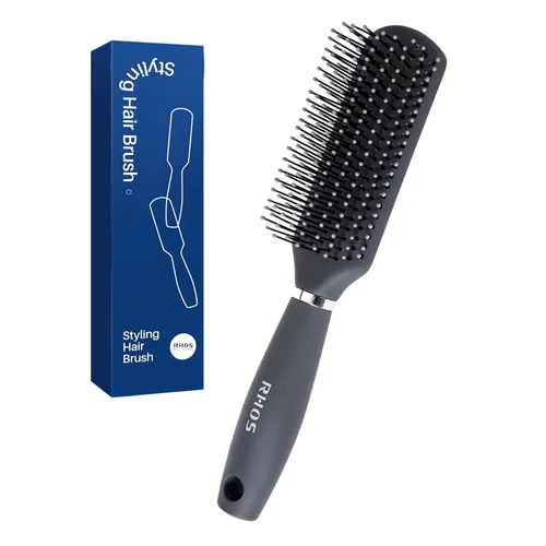 Miniatura 11 de RHOS Cepillo de pelo para hombres – Cepillo desenredante y peinado con cerdas de nailon para cabello húmedo y seco, función de masaje, adecuado