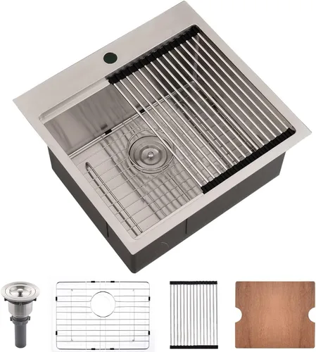 Miniatura 12 de Black-Bokaiya - Fregadero de barra desplegable de 15 x 15 pulgadas, fregadero de cocina pequeño de acero inoxidable, fregadero para exteriores