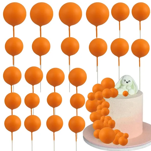 Miniatura 9 de Gyufise 30 Piezas Bolas Topper para Pastel DIY Insertables para Pastel Palillos de Bolas para Pastel Topper para Cupcakes para Fiesta de Cumpleaños