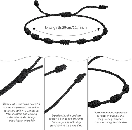 Miniatura 9 de Pulsera de protección con 7 nudos de protección, pulseras ajustables para mujer
