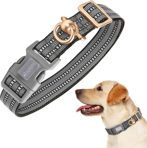 Miniatura 25 de Collar de perro Auroth para perros medianos y grandes, collar de perro reflectante, collares de perro de nylon suave ajustables con resistente army