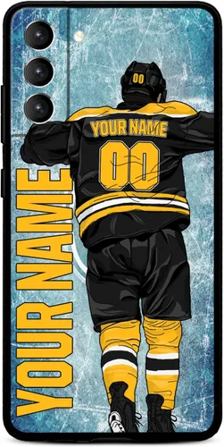 Funda personalizada de hockey sobre hielo con nombre y número para Samsung Galaxy S22 S23 S21+ S20 Ultre S21 FE S10 S8 S9 Plus, silicona líquida con
