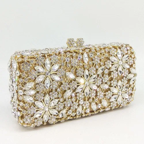 Miniatura 2 de Bolsos de noche con diseño de copo de nieve para mujer para boda boda novia con cristales