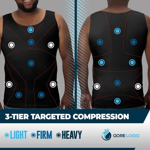 Miniatura 5 de QORE LOGIQ Camiseta de compresión de ginecomastia para hombre, camiseta interior adelgazante para hombre, moldeadora de cuerpo, camiseta sin mangas