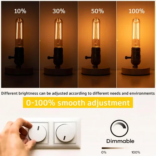 Miniatura 4 de Bombillas tubulares regulables E26 de 40 W, bombillas LED T10 de 4 W, 2200 K, blanco suave tipo T Bulbo sin parpadeo, para lámpara de araña