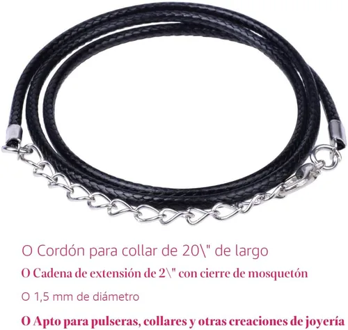 Miniatura 3 de Selizo - 100 unidades de cordón para collar para hacer joyas, cuerda encerada negra para suministros de fabricación de pulseras Negro