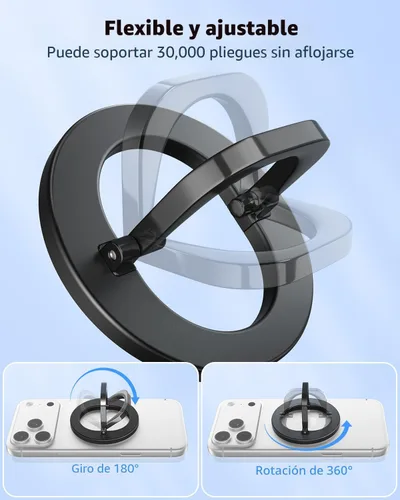 Miniatura 3 de SUPERONE para soporte de anillo de teléfono MagSafe, soporte magnético ajustable y removible compatible solo con accesorios MagSafe para iPhone Negro