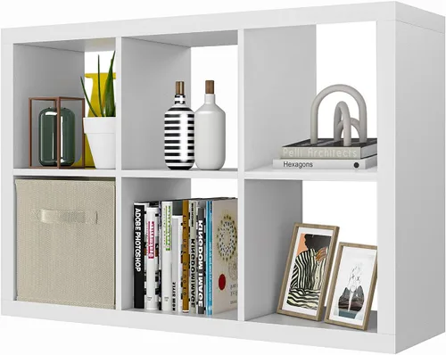 Miniatura 30 de furtble Estantería organizadora de almacenamiento de 8 cubos, moderna estantería abierta de madera, estante de exhibición multifuncional para sala
