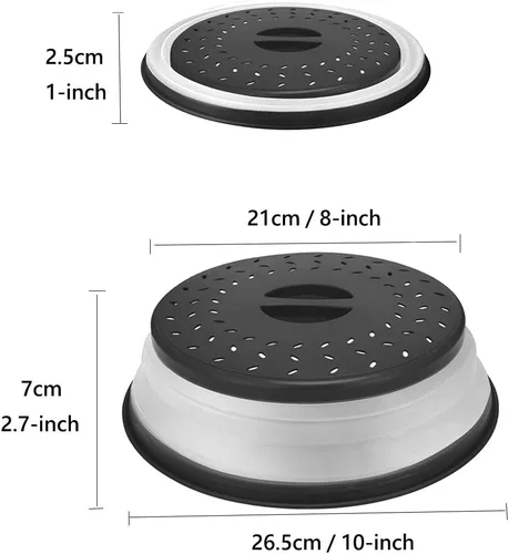 Miniatura 7 de Cubierta de microondas para alimentos, cubierta plegable para salpicaduras de microondas hecha de TPR apta para lavavajillas, sin BPA, color gris